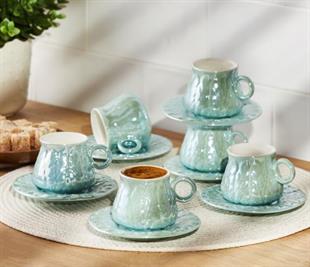 Emsan Teşvi̇ki̇ye 6 Kişilik Kahve Fi̇ncan Takımı Turkuaz
