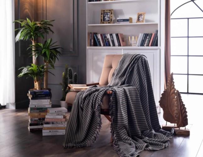 Doqu Home Çift Kişilik Pamuklu Örgü Battaniye YeşilÇift Kişilik Battaniye