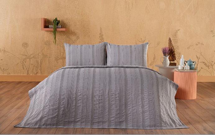 Doqu Home Calista Pike Çift Kişilik GriÇift Kişilik Pike Takımı