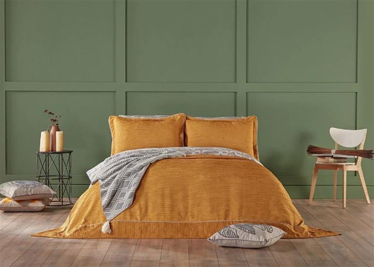 Doqu Home Parma Yatak Örtüsü Çift Kişilik SarıÇift Kişilik Yatak Örtüsü