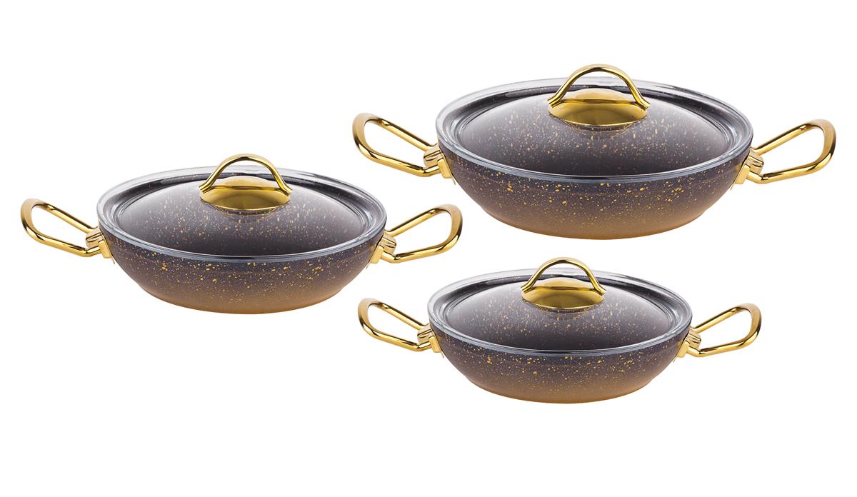 Oms 6 Pcs Granit Sahan Set Ø 18 20 22 3032 GoldMUTFAK