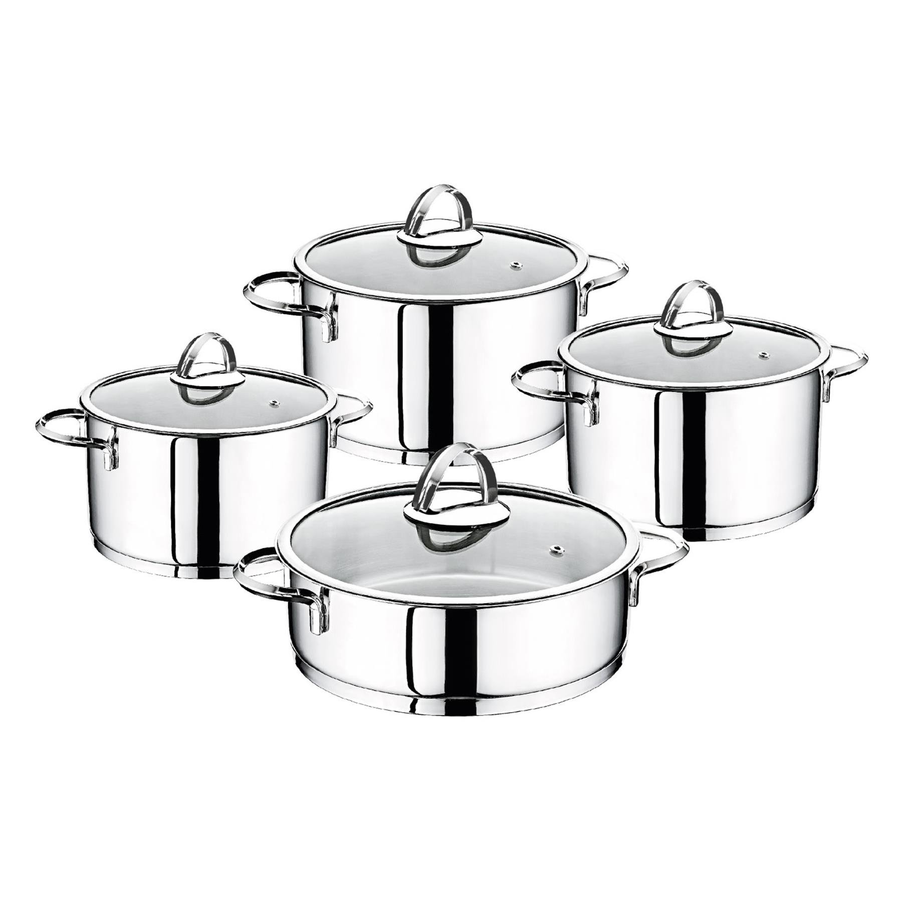 Oms 1097 8 Parça Si̇li̇ndi̇r Seti̇ Ezme Çeli̇k KulpTencere Setleri