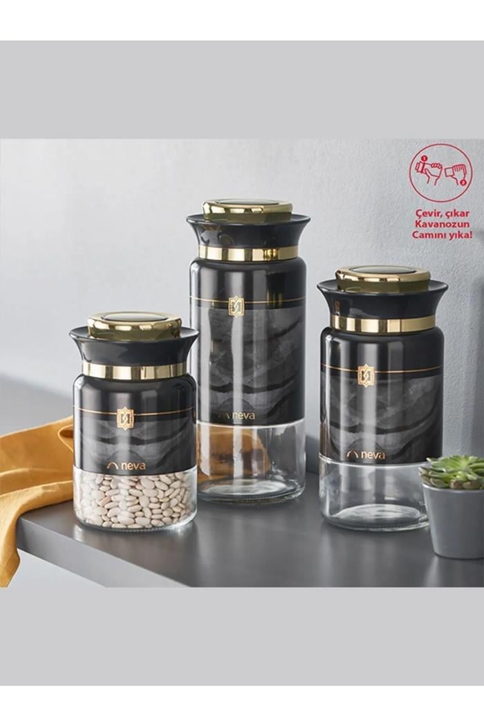 Neva N3272 Marble Plus 3'lü Kavanoz SetiMutfak Hazırlık Ekipmanları