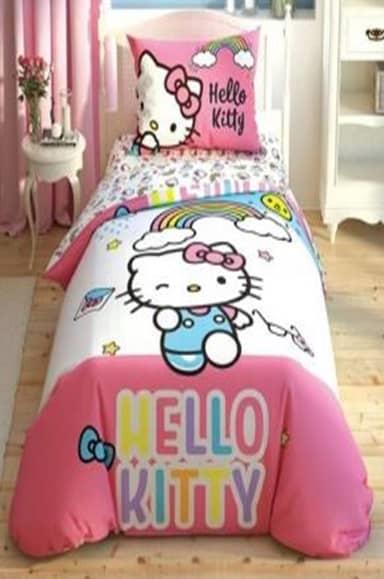 Taç Lisanslı Tek Kişilik Nevresim Takımı Hello KittyLisanslı Ürünler