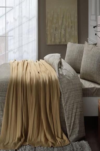 Taç Waffle Trikolu Çift Kişilik Nevresim Seti HardalÇift Kişilik Nevresim Takımları