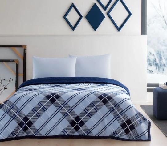 Taç Battaniyeli Winter Set Çift Kişilik Rialta MaviÇift Kişilik Uyku Seti