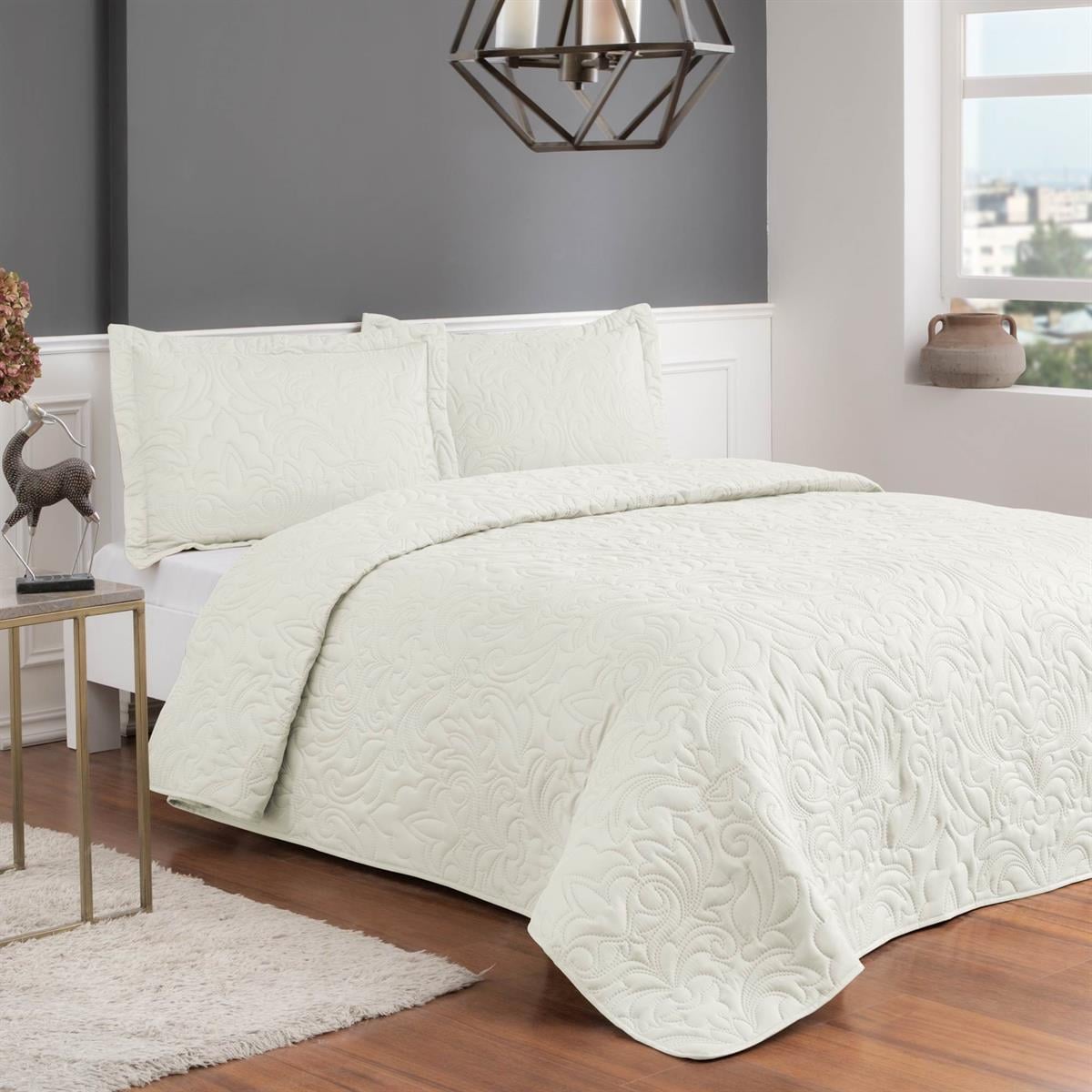 Taç Gala Yatak Örtüsü Seti Çift Kişilik EkruÇift Kişilik Yatak Örtüsü