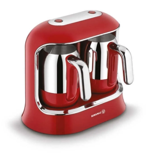 KORKMAZ Kahvekolik Twin Kırmızı/krom Otomatik Kahve Makinesi A861Kahve Makinesi