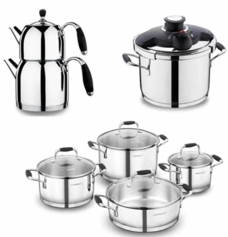 KORKMAZ A1758 Flora 14 Prç Hiper SetTencere Setleri