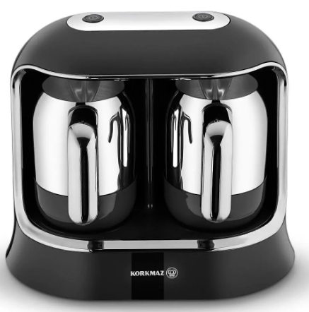 KORKMAZ Kahvekolik Twin Siyah/krom Otomatik Kahve MakinesiTürk Kahve Makineleri