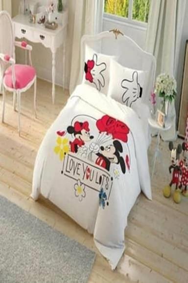 Taç Lisanslı Disney Minnie ve Mickey Çek Ranforce Nevresim Takımı Çift KişilikÇift Kişilik Nevresim Takımları
