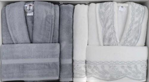 Özdilek Ruby Aile Bornoz Seti Krem GümüşBornoz ve Setleri