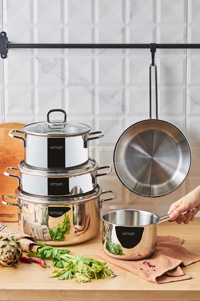 Emsan Cocinero 8 Parça Çelik Tencere SetiTencere Setleri