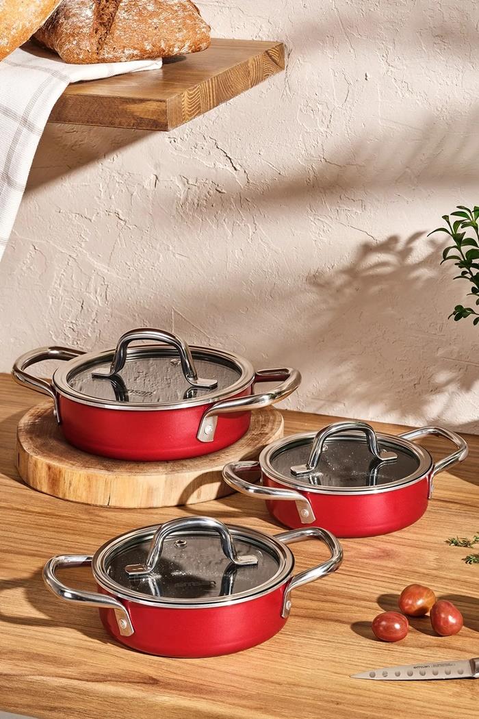 Emsan Master Class 6 Parça Sahan Seti KırmızıSahanlar