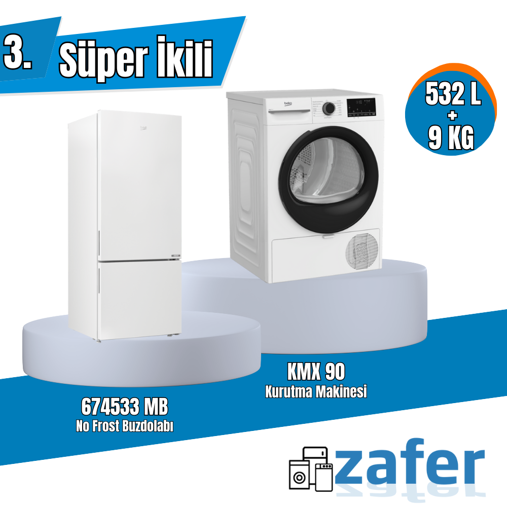 Beko 9 Kg Beyaz Çamaşır Makinesi ve 532 Litre No Frost Buzdolabı İkili Kampanya – Şimdi Kaçırmayın