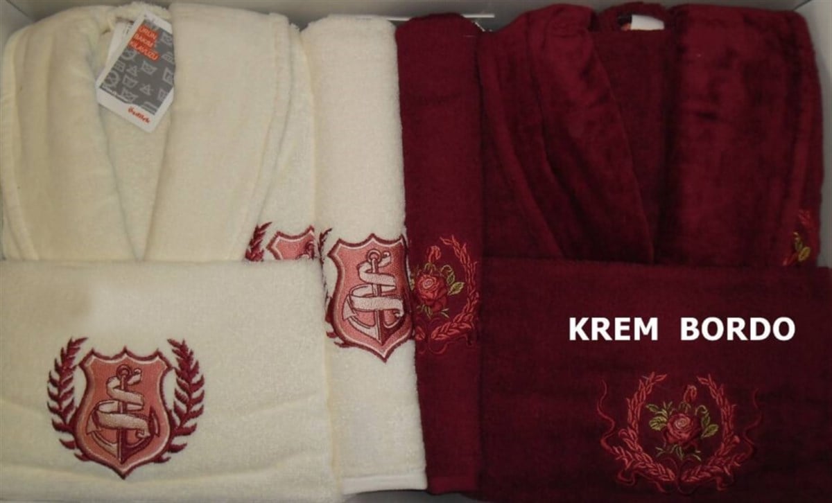 Özdilek Smart Aile Bornoz Seti Krem-BordoHavlu Ve Bornoz