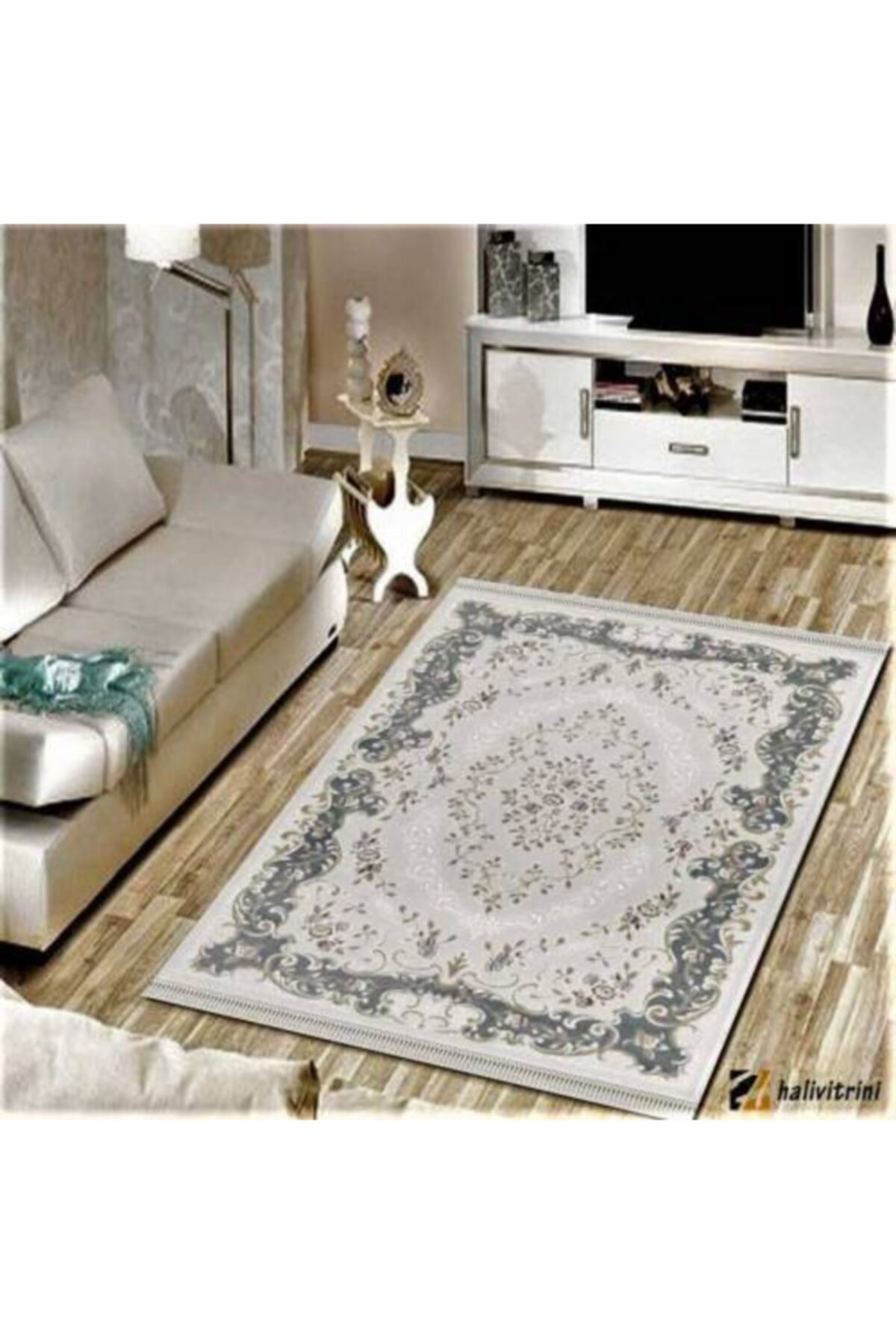 Padişah Oda Halı 150x233 Tibet TB005063 krem turkuazHALI