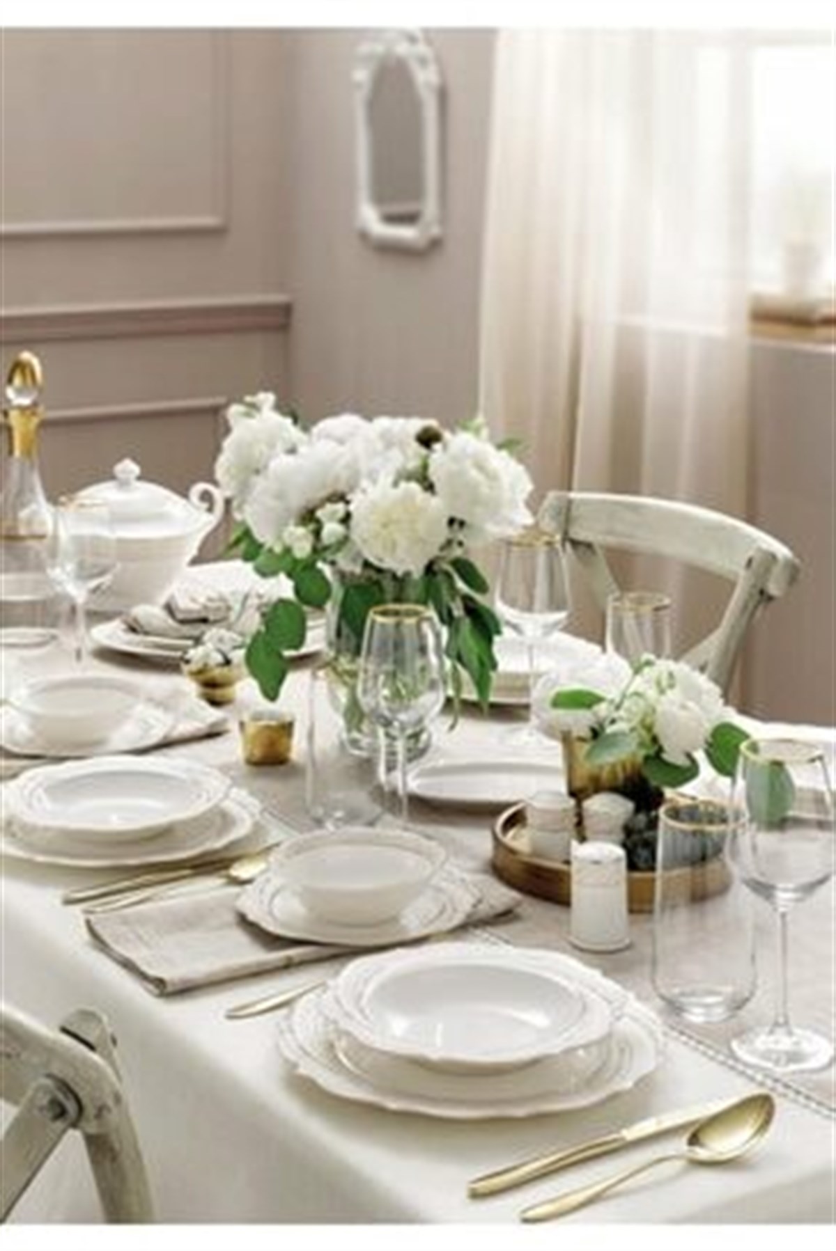 Pierre Cardin Helezone 12 Kişilik 60 Parça Bone China Bej Yemek TakımıYemek Takımları