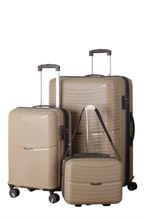 V379 AURA Y.ÜRETİM PP VALİZ 55 CM + 75 CM + MAKYAJ SİYAH SET