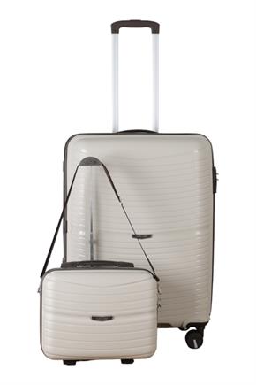 V379 AURA Y.ÜRETİM PP VALİZ 65 CM + MAKYAJ SİYAH SET