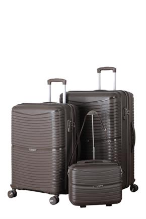 V379 AURA Y.ÜRETİM PP VALİZ 65 CM + 75 CM + MAKYAJ SİYAH SET