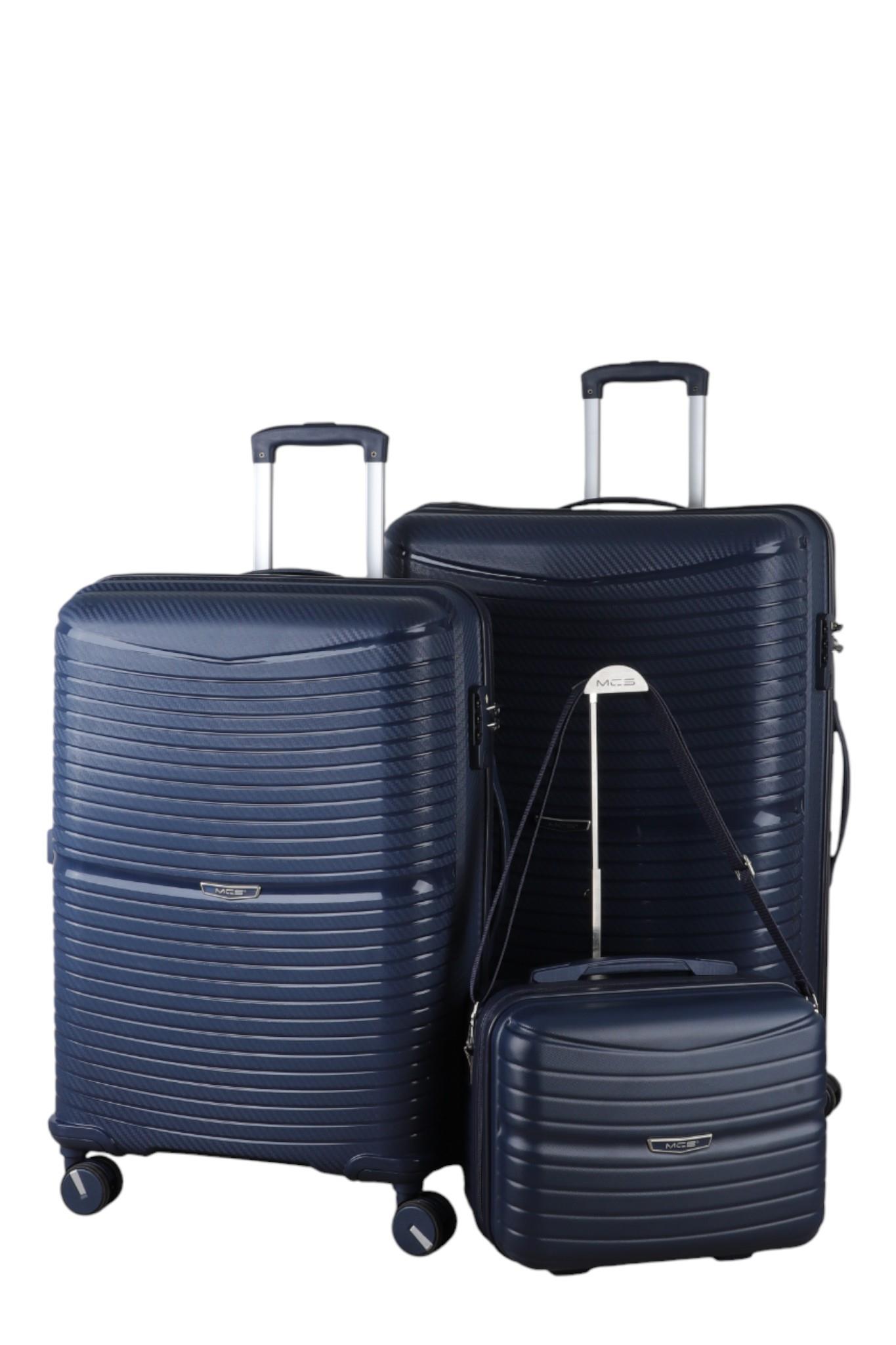 V379 AURA Y.ÜRETİM PP VALİZ 65 CM + 75 CM + MAKYAJ SİYAH SET