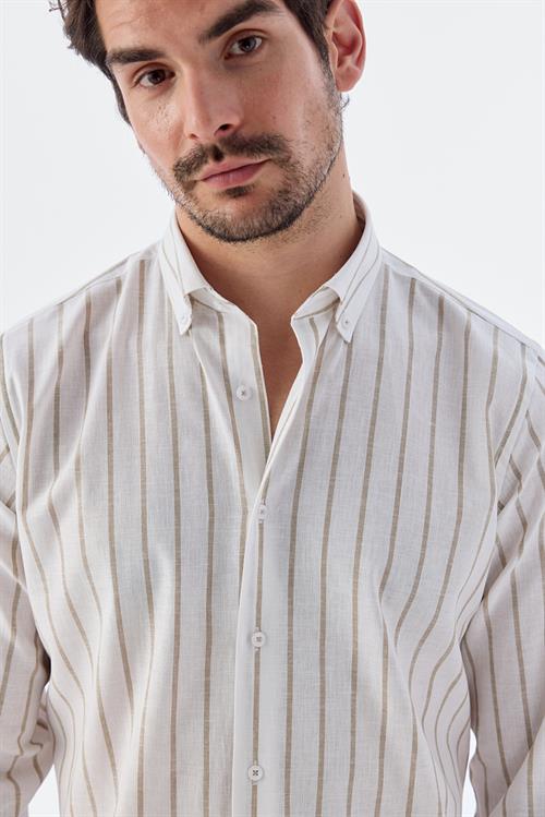 Rahat Kalıp - Comfort Fit Serili Gömlek-Jakamen  Klasik Yaka  Serili