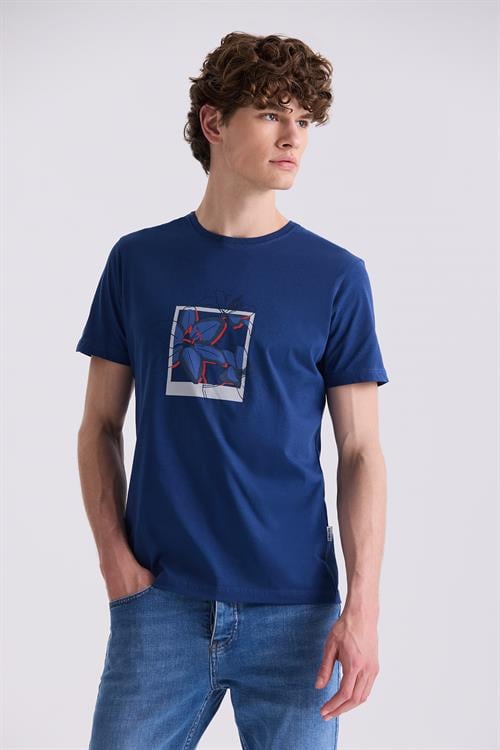Lacivert Slim Fit Bisiklet Yaka T-Shirt
