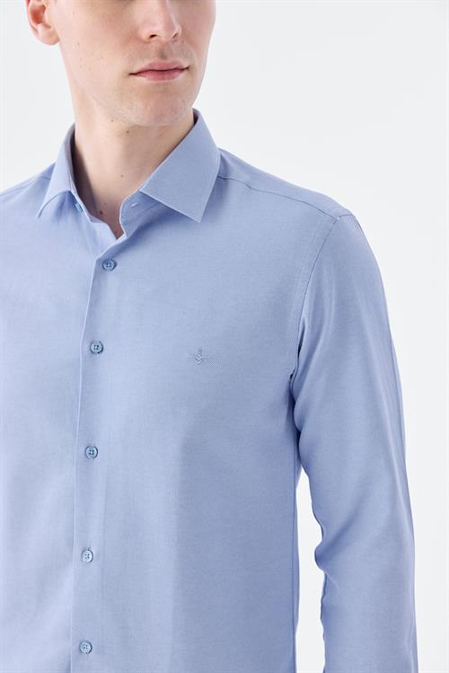Rahat Kalıp - Comfort Fit Serili Gömlek-Jakamen  Yaka Alttan Düğmeli  Serili