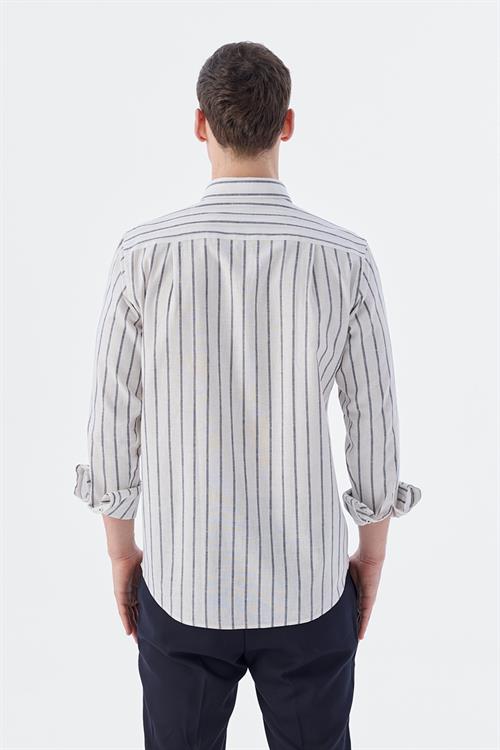 Rahat Kalıp - Comfort Fit Serili Gömlek-Jakamen  Klasik Yaka  Serili