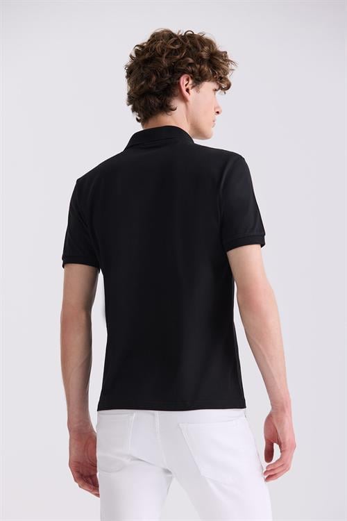 Siyah Slim Fit Polo Yaka T-Shirt