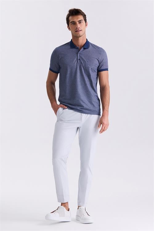 Lacivert Classic Fit Cepli Desenli Polo Yaka T-Shirt