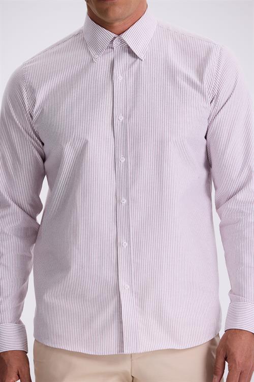 Bordo %100 Pamuk Düğmeli Yaka Comfort Fit Gömlek