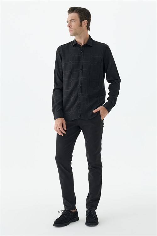Siyah Kareli Comfort Fit Gömlek