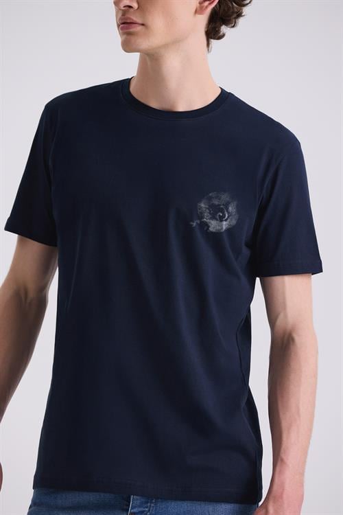 Lacivert Slim Fit Bisiklet Yaka T-Shirt