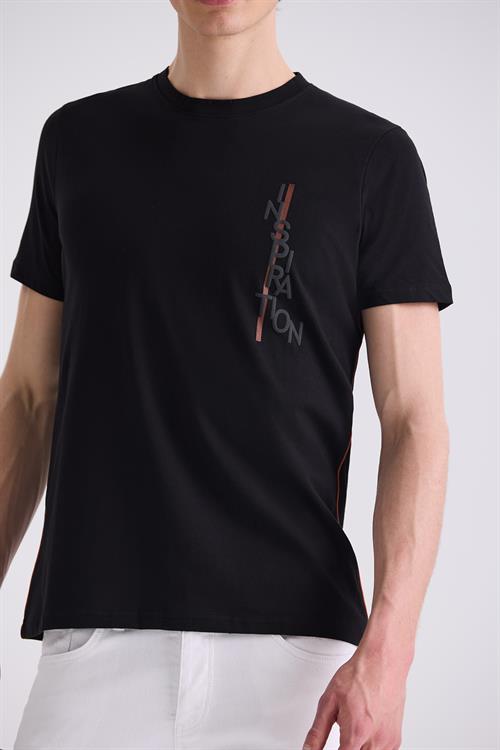 Siyah Slim Fit Bisiklet Yaka T-Shirt