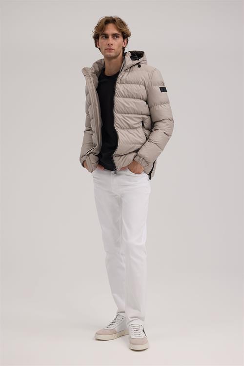 Bej Klasik Kalıp - Regular Fit Mont Kapüşonlu