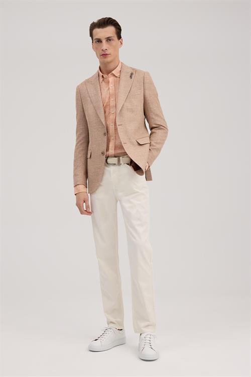 Turuncu Dar Kalıp - Slim Fit Ceket Sivri Yaka