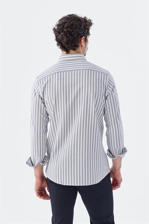 Rahat Kalıp - Comfort Fit Serili Gömlek-Jakamen  Klasik Yaka  Serili