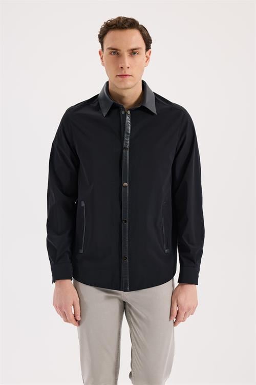 Lacivert Rahat Kalıp - Comfort Fit Mont Berberi Yaka