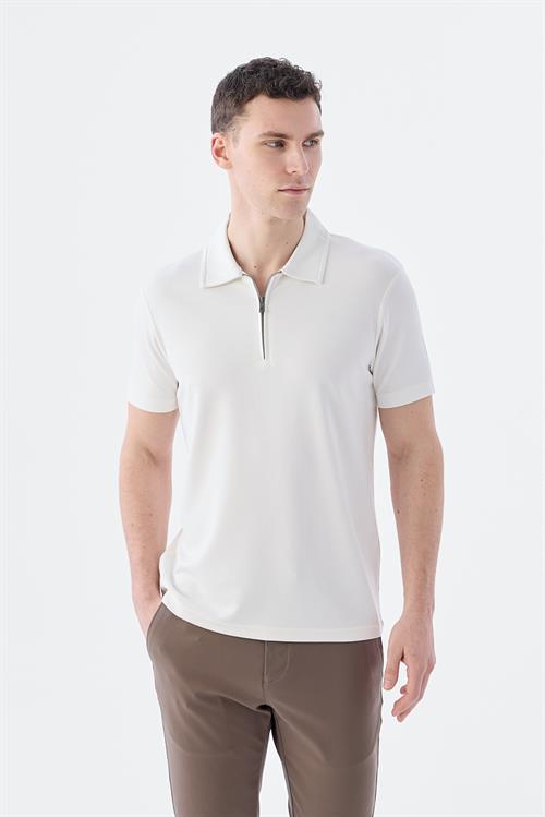 Dar Kalıp - Slim Fit Serili T-Shirt-Jakamen  Apaş Yaka  Serili