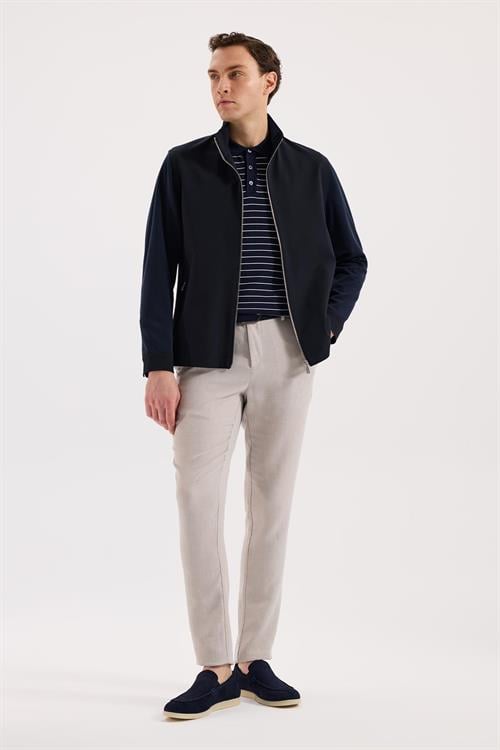 Lacivert Rahat Kalıp - Comfort Fit Mont Hakim Yaka