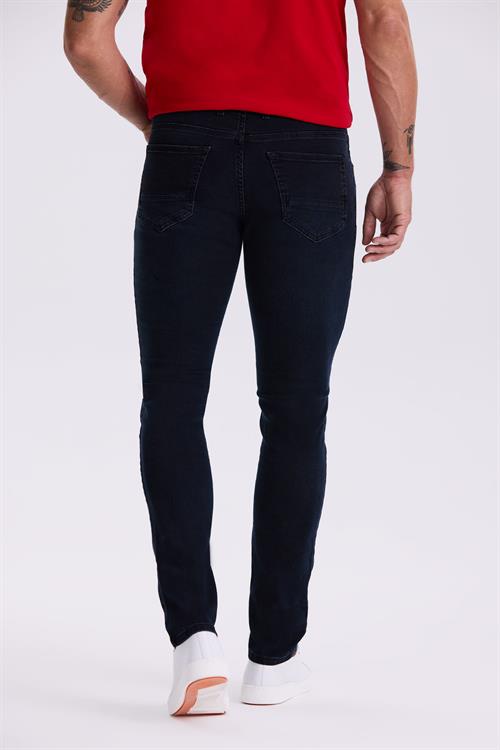 Lacivert Slim Fit Yıkamalı Pamuklu Dar Kalıp Jean Kot Pantolon
