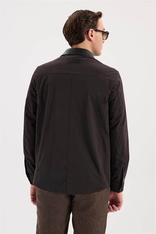 Kahve Rahat Kalıp - Comfort Fit Mont Berberi Yaka