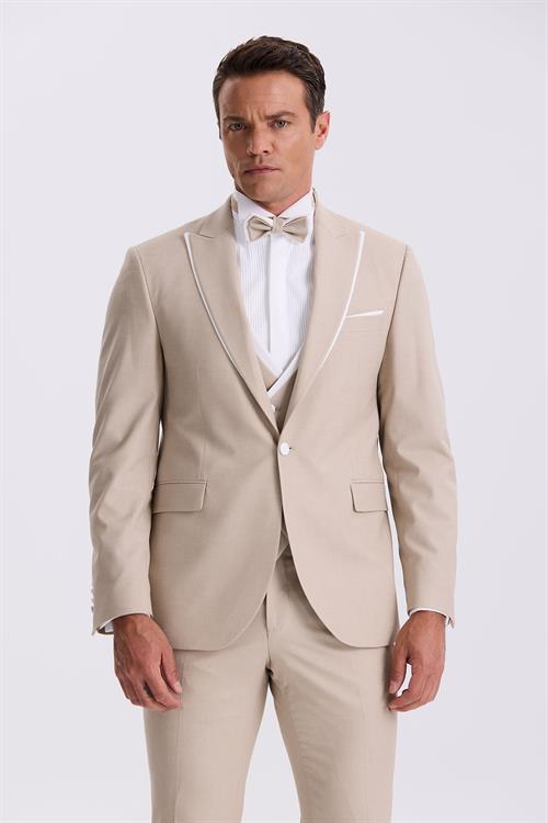 Vizon Slim Fit Kırlangıç Yaka Yelekli Smokin Damatlık Takım Elbise