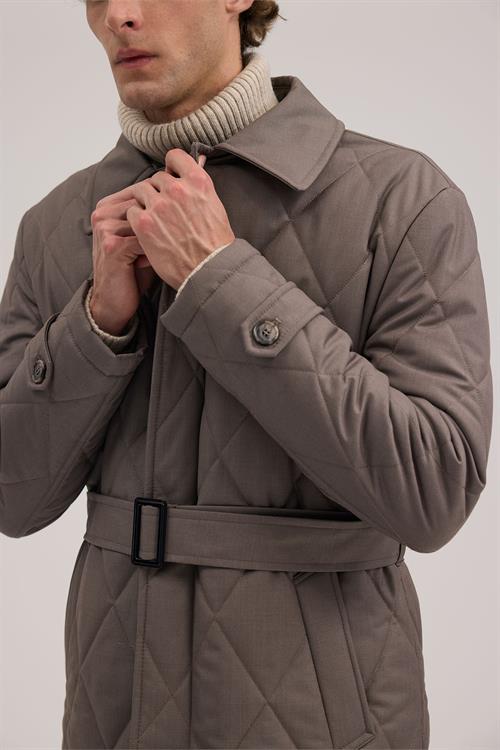 Kahve Rahat Kalıp - Comfort Fit Mont Berberi Yaka