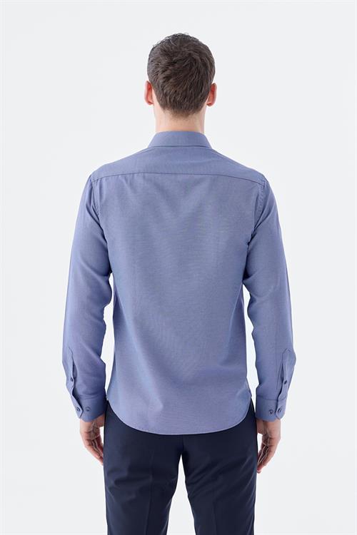 Rahat Kalıp - Comfort Fit Serili Gömlek-Jakamen  Yaka Alttan Düğmeli  Serili