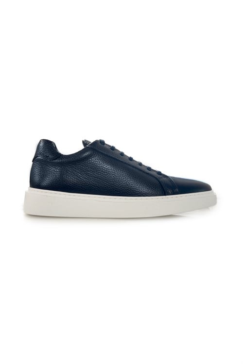 Lacivert %100 Deri Bağcıklı Günlük Sneaker Ayakkabı
