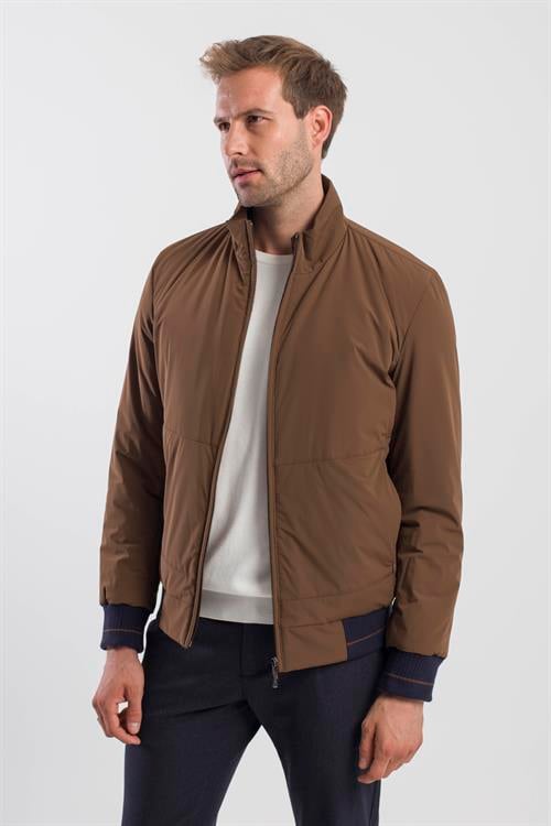 Camel Comfort Fit Dik Yaka Mont