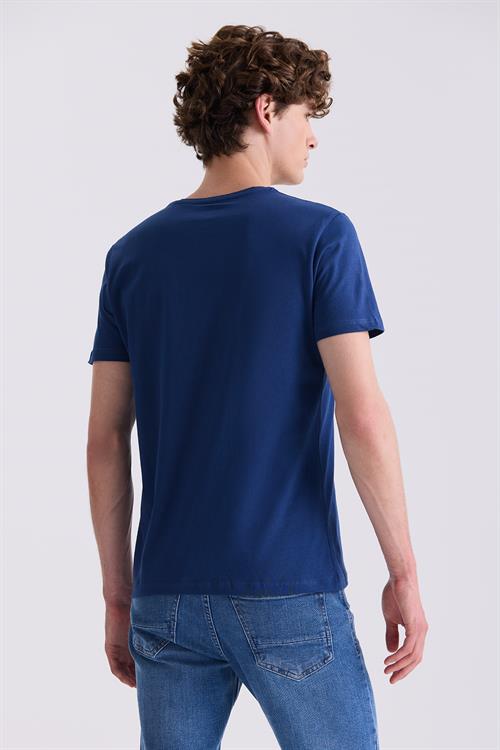 Lacivert Slim Fit Bisiklet Yaka T-Shirt